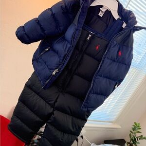 Ralph Lauren Navy & Black Insulated Bib Snow Pants and Puffer Coat